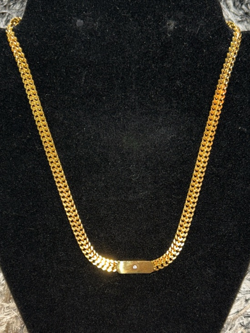 Gold-Tone Chain Necklace with Center Plate- Fashion